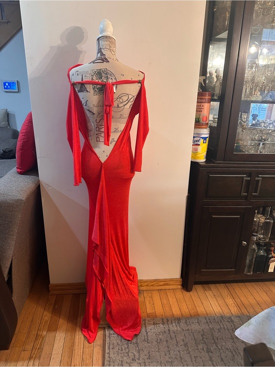 Dresses & Skirts - Red Backless Long-Sleeved Custom Made Dress/Gown